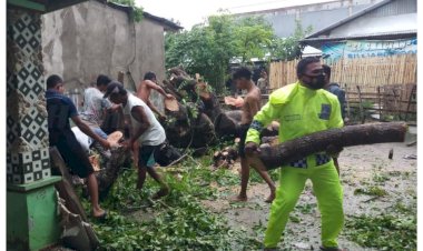 Bhabinkamtibmas-Bantu-Bersihkan-Pohon-Yang-Menimpa-Rumah-Warga
