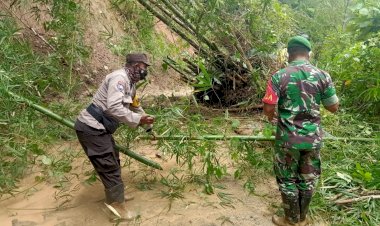 Sinergitas-TNI-Polri-dan-Pemerintah-Kecamatan-Sano-Nggoang-Bersihkan-Jalan-Bambor-Werang-Akibat-Longsor