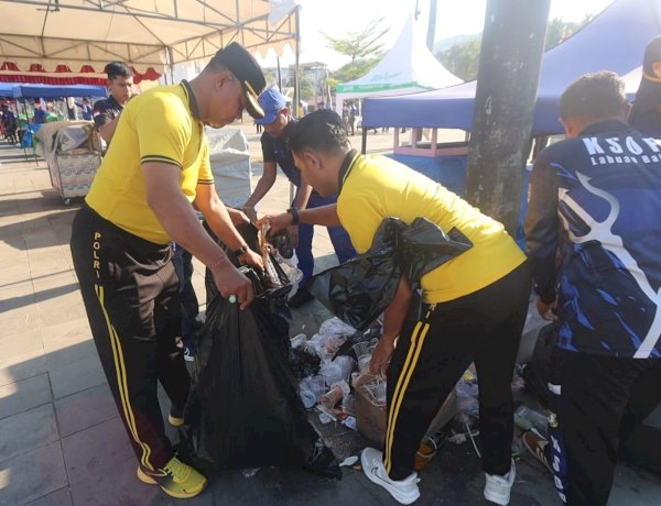 Sambut Hari Bhayangkara ke-80: Polres Mabar Bersama TNI dan Pemda Bersihkan Sampah di Labuan Bajo