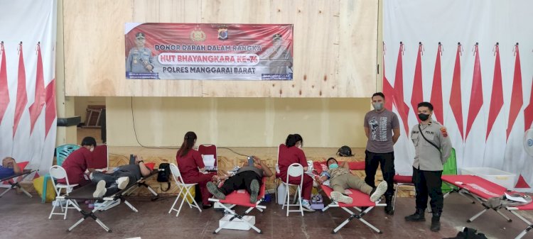 Polres Manggarai Barat Gelar Donor Darah Dalam Rangka HUT Bhayangkara ke-76