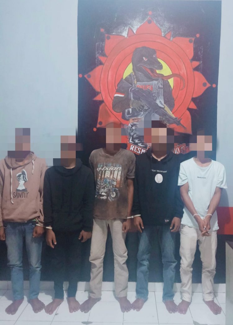 Satuan Reskrim Polres Mabar Amankan 5 orang terduga pelaku Yang Melakukan Penganiayaan Terhadap Korban Alimin  di Golo Mori