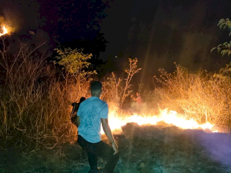 Polisi Bersama Instansi Terkait Padamkan Kebakaran Hutan dan Lahan di Labuan Bajo