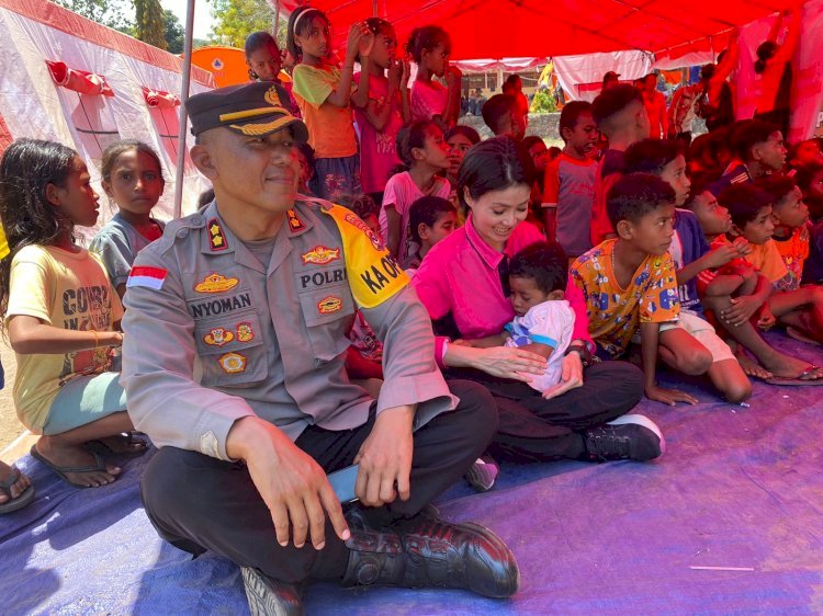 Kapolres Flotim Bersama Bhayangkari Hadirkan Keceriaan bagi Anak Korban Erupsi Lewotobi