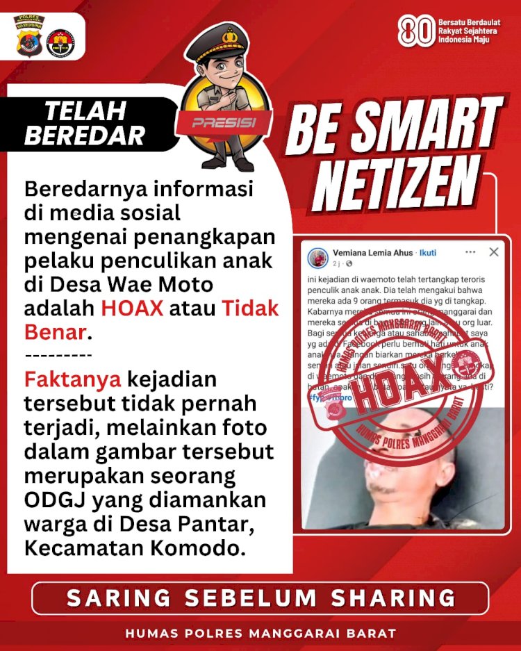 Polres Manggarai Barat Pastikan Isu Penculikan Anak di Labuan Bajo Hoax