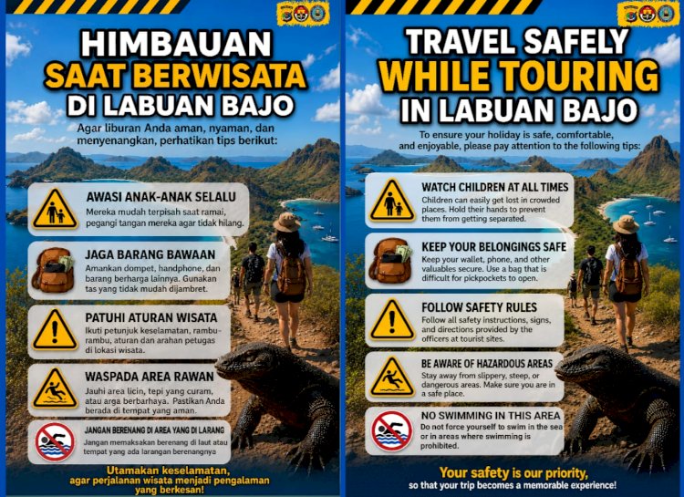 Antisipasi Laka Laut, Sat Pamobvit Polres Manggarai Barat Tebar Imbauan Keselamatan Dwibahasa