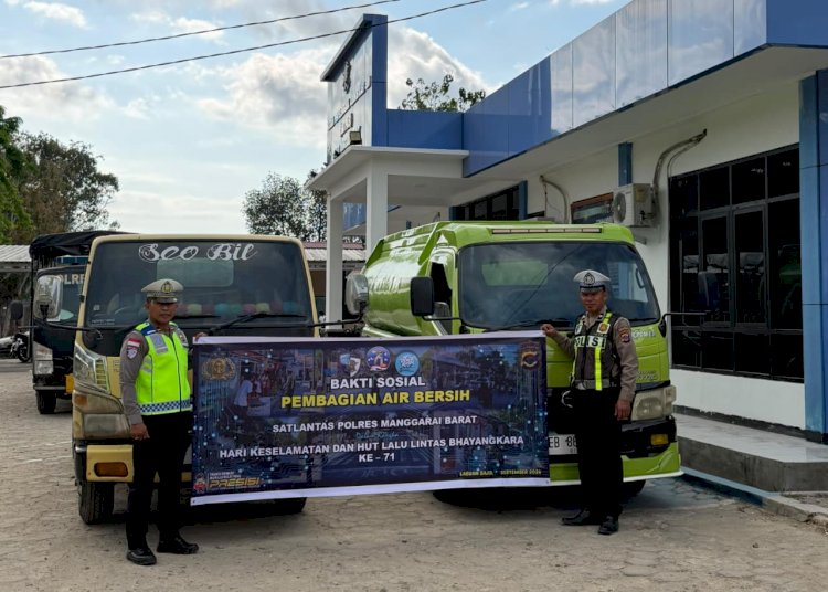 Jelang HUT Ke 71, Satlantas Polres Mabar Redam Krisis Air Pascagempa dan Kemarau di Labuan Bajo